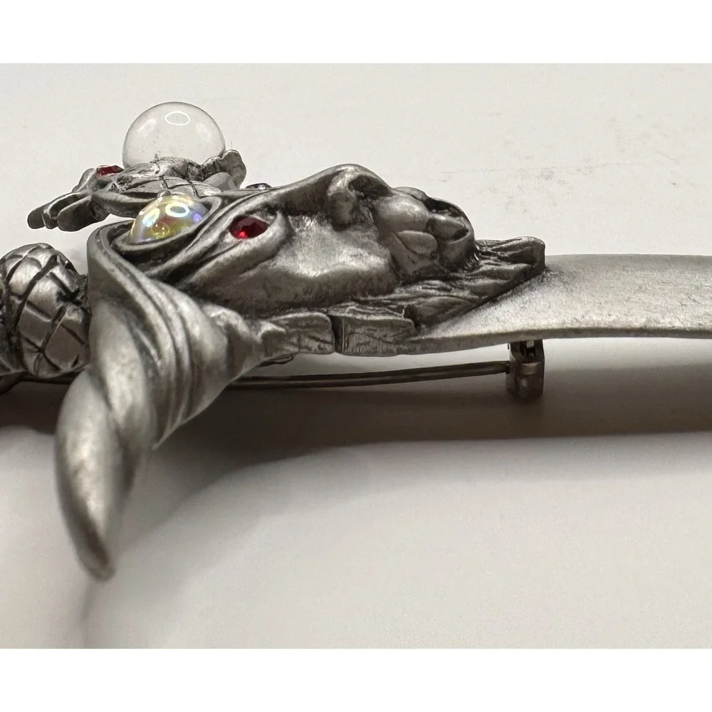 Dragon Sword Pewter Pin Medieval Gothic Vintage JJ Jonette‎ Fantasy